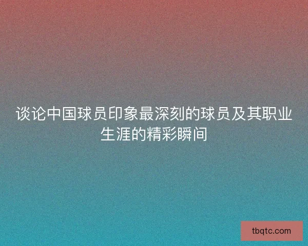 谈论中国球员印象最深刻的球员及其职业生涯的精彩瞬间